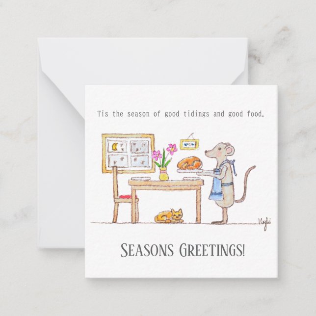 Mr Hiddle Cooks Turkey Season Greetings Card Anteckningskort (Framsida)