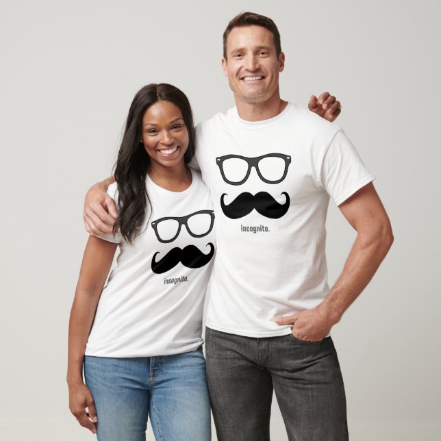Mr. incognito - lustigt mustasch och skuggor tee shirt (Unisex)