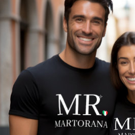 MR. Italian Flag Heart Personal Last Name Couples T Shirt