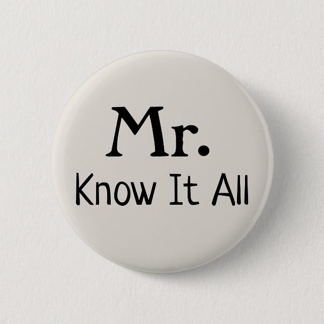 Mr Know hela Namn Plate Knapp (Framsida)
