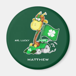 Mr Lucky. Funny Giraffe St.Patrick-Day-Anpassnings Magnet