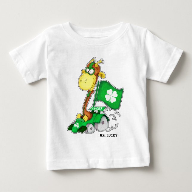 Mr Lucky. Funny Giraffe St.Patrick's Day T Shirt (Framsida)