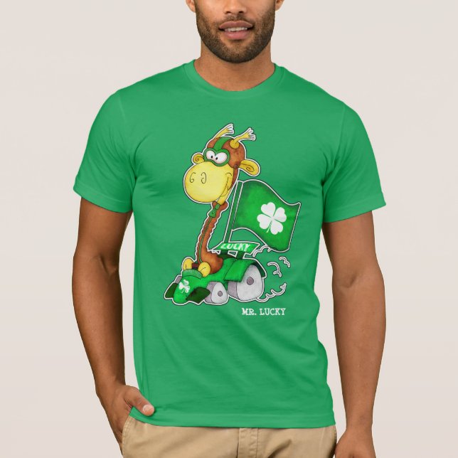 Mr Lucky. Funny Giraffe St.Patrick's Day Tee Shirt (Framsida)