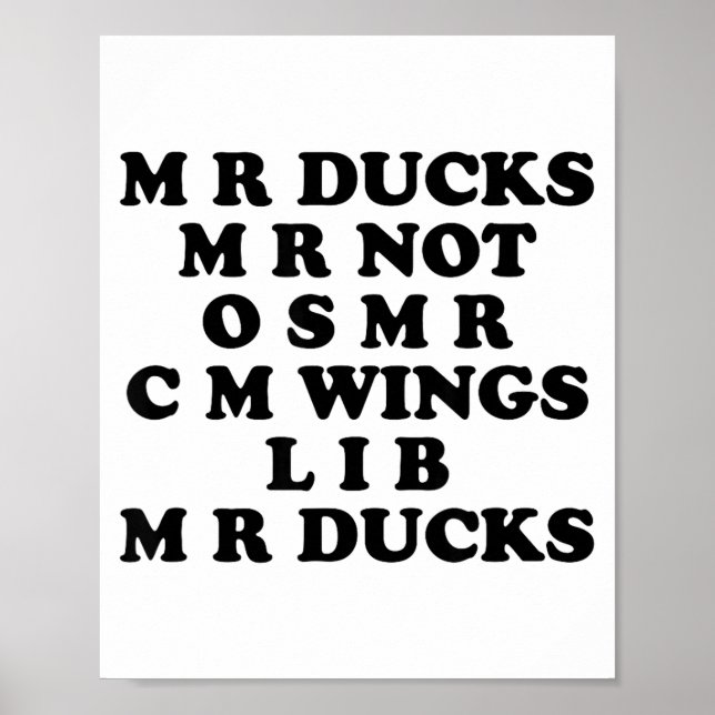 Mr M R Ducks T, Funny Duck Lover, Waterfowl Quote  Poster (Framsidan)