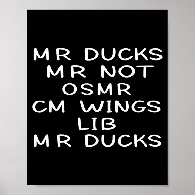 Mr M R Ducks T, Funny Duck Lover, Waterfowl Quote  Poster (Framsidan)