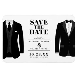 Mr. & Modern Black Bröllop Tux - Spara datumet Magnet