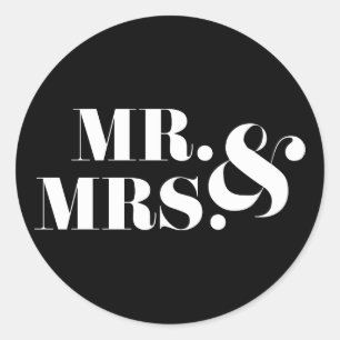 Mr Modern Bold Wedding Favor Sticker Runt Klistermärke