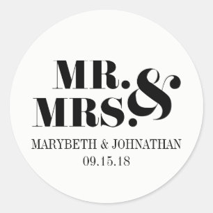 Mr Modern Bold Wedding Favor Sticker Runt Klistermärke