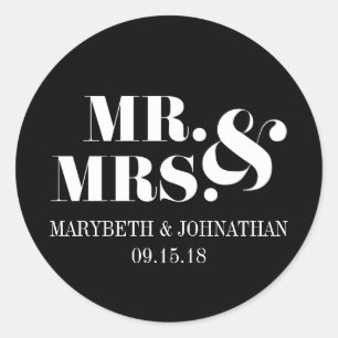 Mr Modern Bold Wedding Favor Sticker Runt Klistermärke