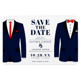 Mr. & Modern Bröllop Navy Tux - Spara datumet Magnet