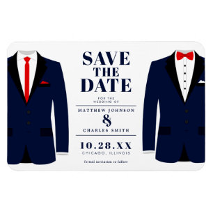 Mr. & Modern Bröllop Navy Tux - Spara datumet Magnet
