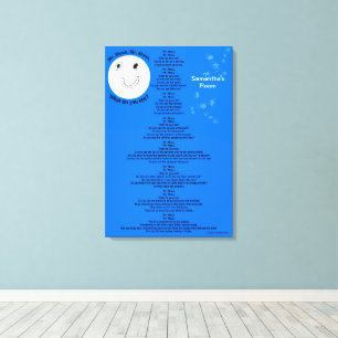 Mr Moon Blå Vita Stjärnor Namn 18" x 27" Canvastryck