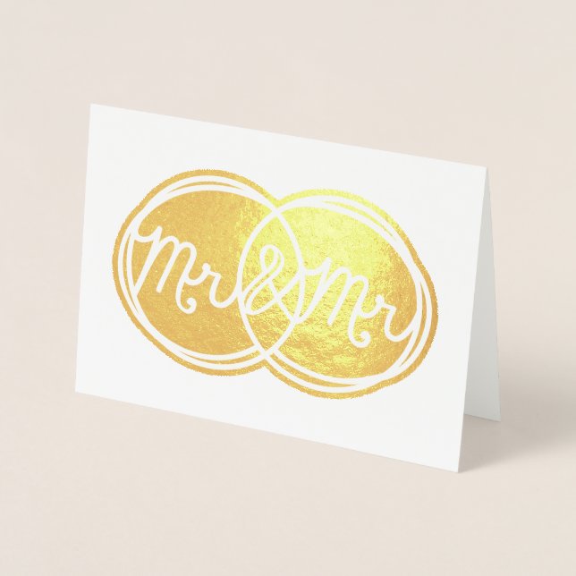 Mr & Mr Bröllop - Blank Inside Folierat Kort (Framsida)