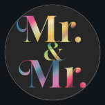 Mr. & Mr. Gay Sällskapsresa Gayktenskap  Runt Klistermärke<br><div class="desc">Mr. & Mr. Gay Sällskapsresa Gayktenskap</div>