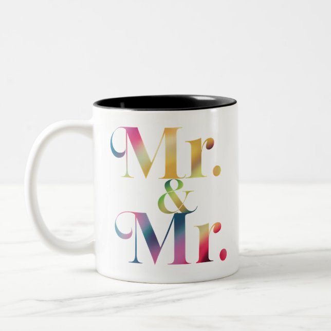 Mr. & Mr. Gay Svärmannafest HBTQ-äktenskap  Två-Tonad Mugg (Vänster)