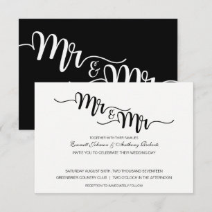 Mr. & Mr Script Moderna bröllopsinbjudningar Inbjudningar