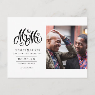 Mr. & Mr Script - Spara datumet med foto Vykort