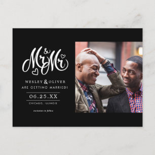 Mr. & Mr Script - Spara datumet med foto Vykort