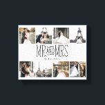 Mr. & Mrs. 8 Photo Hand Lettered Monogram Canvastryck<br><div class="desc">Det här är perfektens utformning för de nya länkarna,  lägg till minnesvärda foton och ändra enkelt namn.</div>