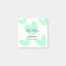 Mr & Mrs add family name date year wedding favor  Post-it Block