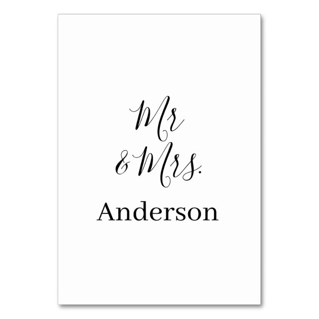 Mr & Mrs add family namn date year bröllopsförmån  Bordsnummer (Framsidan)