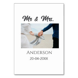 Mr & Mrs add family namn date year bröllopsförmån  Bordsnummer