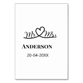 Mr & Mrs add family namn date year bröllopsförmån  Bordsnummer
