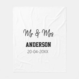 Mr & Mrs add family namn date year bröllopsförmån  Fleecefilt