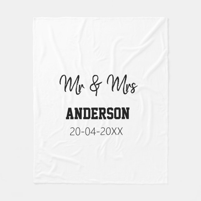 Mr & Mrs add family namn date year bröllopsförmån  Fleecefilt (Framsidan)
