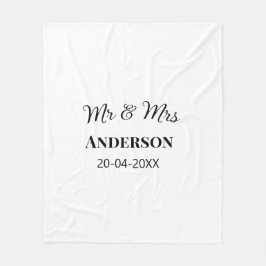 Mr & Mrs add family namn date year bröllopsförmån  Fleecefilt