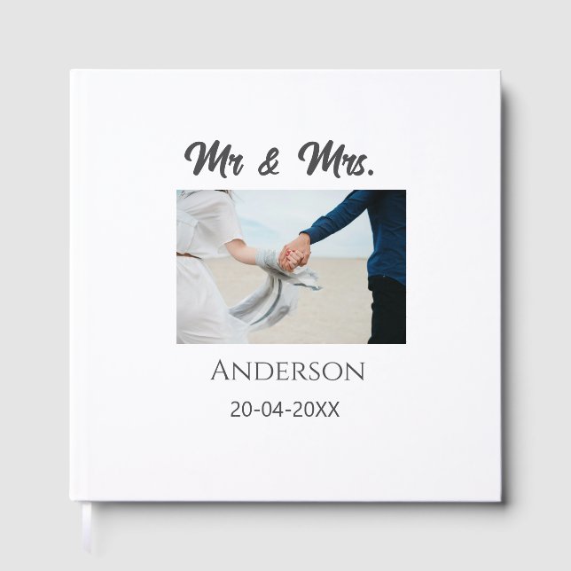 Mr & Mrs add family namn date year bröllopsförmån  Gästböcker (Framsida)