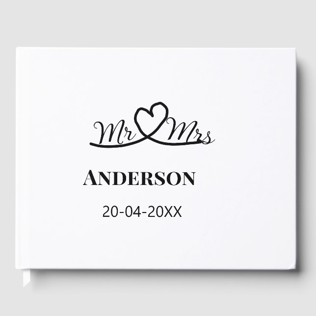 Mr & Mrs add family namn date year bröllopsförmån  Gästböcker (Framsida)