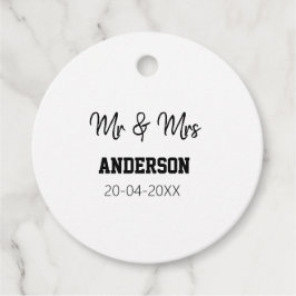 Mr & Mrs add family namn date year bröllopsförmån  Gåvor Etiketter