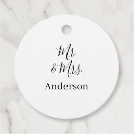 Mr & Mrs add family namn date year bröllopsförmån  Gåvor Etiketter