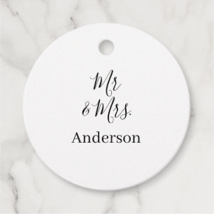 Mr & Mrs add family namn date year bröllopsförmån Gåvor Etiketter