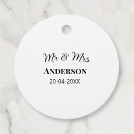 Mr & Mrs add family namn date year bröllopsförmån  Gåvor Etiketter