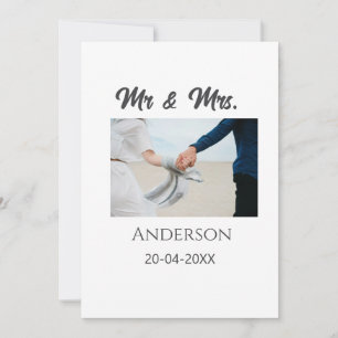 Mr & Mrs add family namn date year bröllopsförmån Inbjudningar
