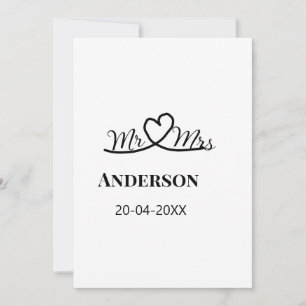Mr & Mrs add family namn date year bröllopsförmån Inbjudningar