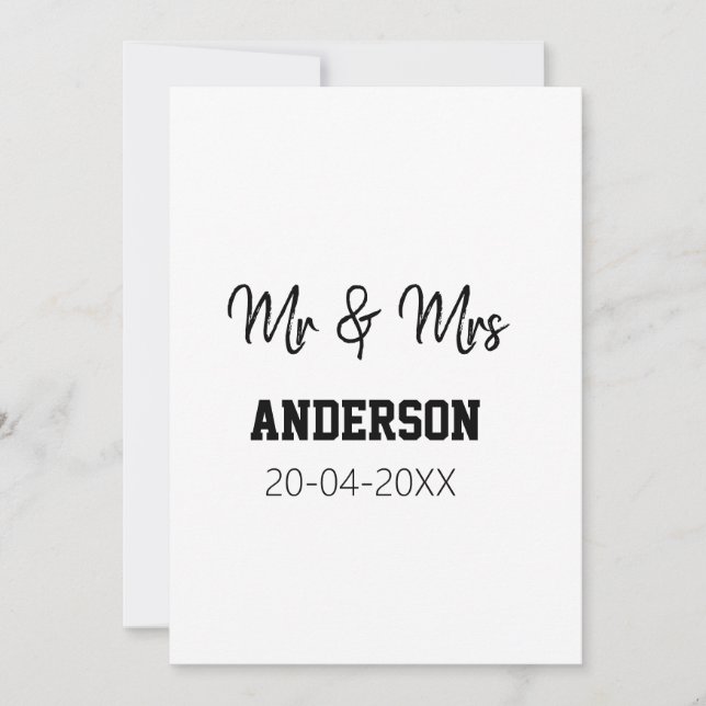 Mr & Mrs add family namn date year bröllopsförmån  Inbjudningar (Framsida)
