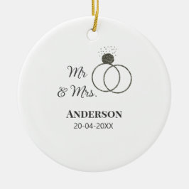 Mr & Mrs add family namn date year bröllopsförmån Julgransprydnad Keramik