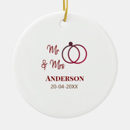 Mr & Mrs add family namn date year bröllopsförmån  Julgransprydnad Keramik