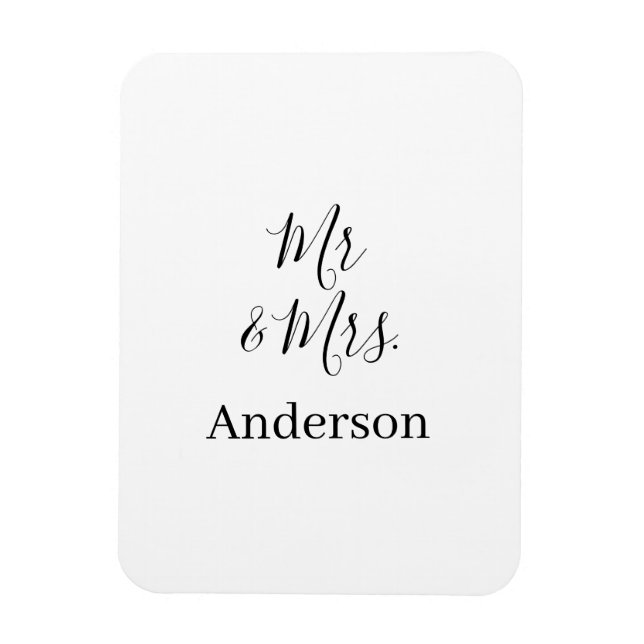 Mr & Mrs add family namn date year bröllopsförmån  Magnet (Vertikal)