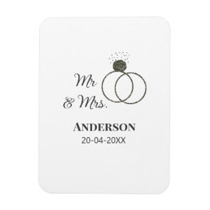 Mr & Mrs add family namn date year bröllopsförmån  Magnet