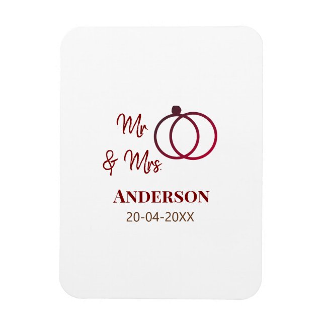 Mr & Mrs add family namn date year bröllopsförmån  Magnet (Vertikal)