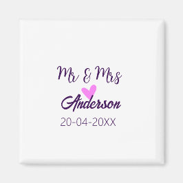 Mr & Mrs add family namn date year bröllopsförmån  Magnet