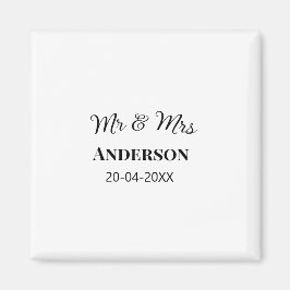 Mr & Mrs add family namn date year bröllopsförmån  Magnet