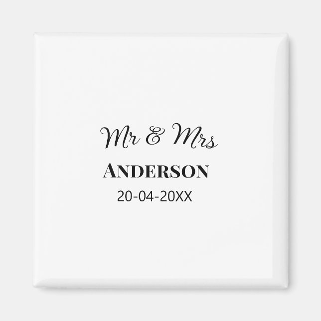 Mr & Mrs add family namn date year bröllopsförmån  Magnet (Framsidan)