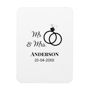 Mr & Mrs add family namn date year bröllopsförmån Magnet
