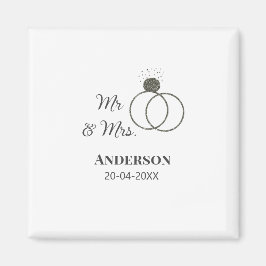 Mr & Mrs add family namn date year bröllopsförmån Magnet
