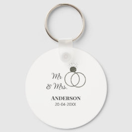 Mr & Mrs add family namn date year bröllopsförmån Nyckelring
